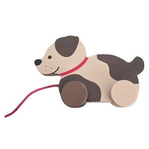 4/$15 Wooden Pull-Along Dog Toys Brown Preschool Learning Kids Vintage
